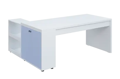 QRL 8 - 183 stůl pracovní, pravý lamino - bílá/blankyt QRL 8 - 183 stůl pracovní, pravý lamino - bílá/blankyt