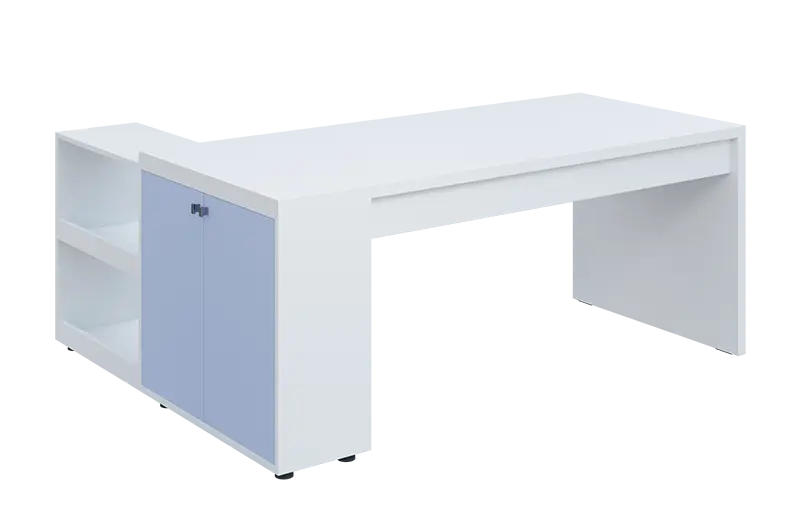 QRL 8 - 183 stůl pracovní, pravý lamino - bílá/blankyt