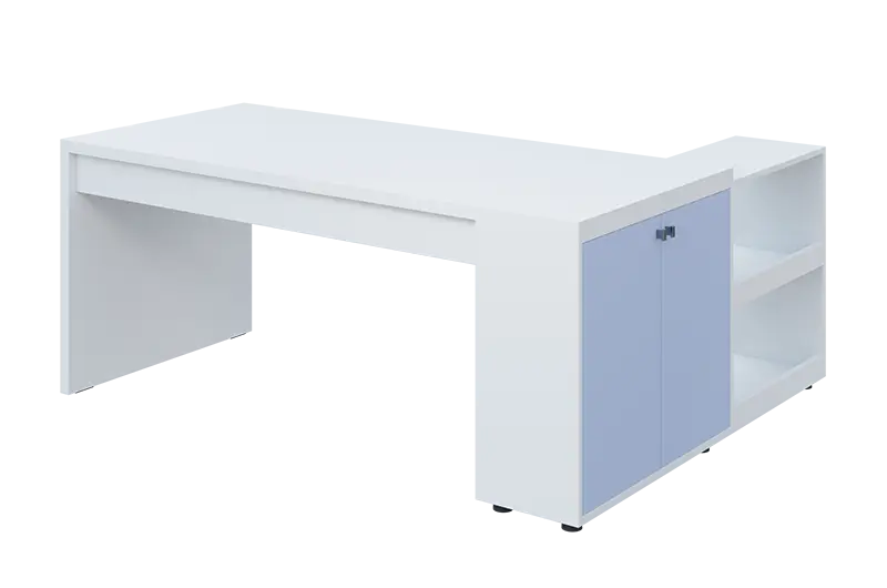 QRL 8 - 183 stůl pracovní, levý lamino - bílá/blankyt
