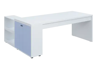 QRL 8 - 203 stůl pracovní, pravý lamino - bílá/blankyt QRL 8 - 203 stůl pracovní, pravý lamino - bílá/blankyt