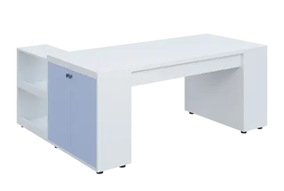 QRLT 8 - 183 stůl pracovní, pravý lamino - bílá/blankyt QRLT 8 - 183 stůl pracovní, pravý lamino - bílá/blankyt