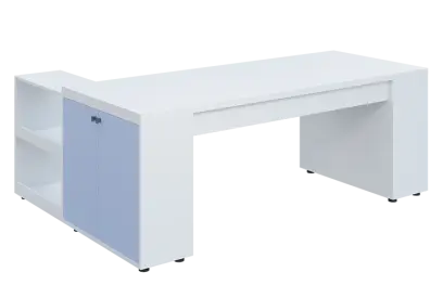 QRLT 8 - 203 stůl pracovní, pravý lamino - bílá/blankyt QRLT 8 - 203 stůl pracovní, pravý lamino - bílá/blankyt