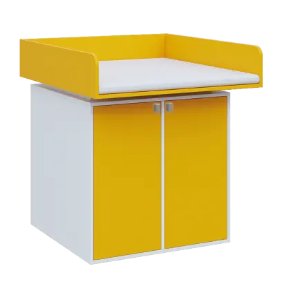 QPP - 100D přebalovací pult, 1100x900x900, bílá/žlutá odio, koženka bílá