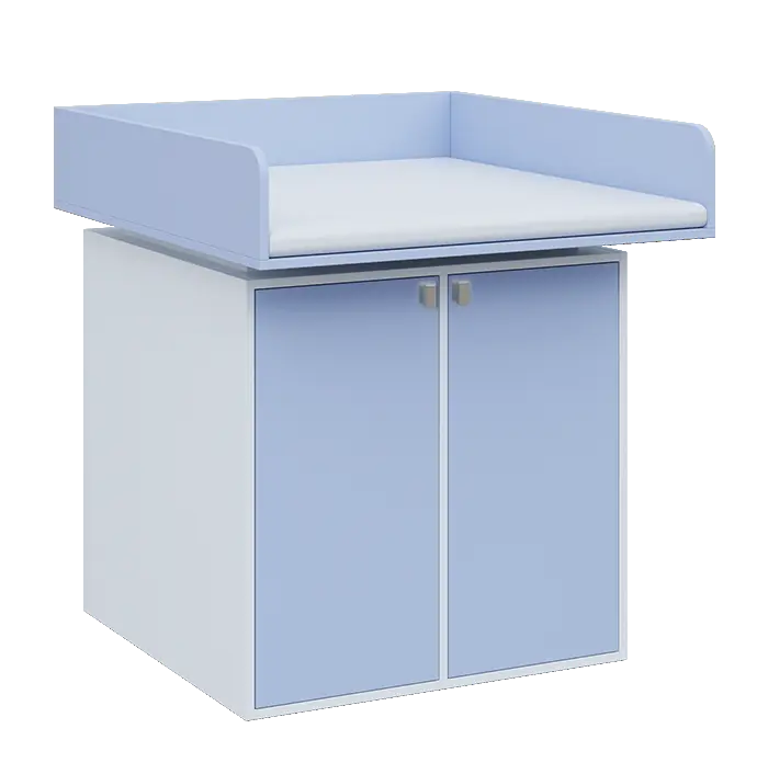 QPP - 100D přebalovací pult, 1100x900x900, bílá/blankyt, koženka bílá