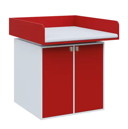 QPP - 100D přebalovací pult, 1100x900x900, bílá/červená flamengo, koženka bílá QPP - 100D přebalovací pult, 1100x900x900, bílá/červená flamengo, koženka bílá