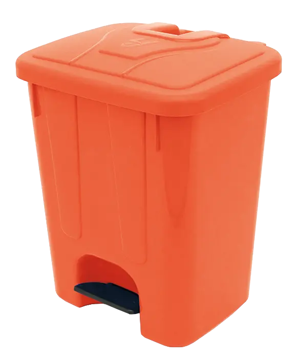 BRUNO - 40, koš nášlapný plastový s víkem, objem 40l, oranžový