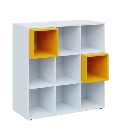 TETRIS A1 - 1x skříňka nízká, lamino bílá + 2x výplň LEVEL - žlutá odio