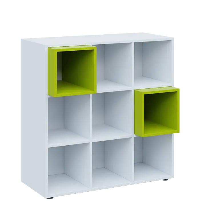 TETRIS A1 - 1x skříňka nízká, lamino bílá + 2x výplň LEVEL - jarní zeleň