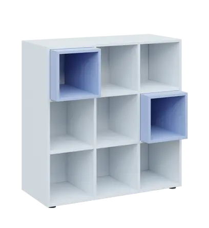 TETRIS A1 - 1x skříňka nízká, lamino bílá + 2x výplň LEVEL - blankyt