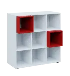 TETRIS A1 - 1x skříňka nízká, lamino bílá + 2x výplň LEVEL - červená flamengo