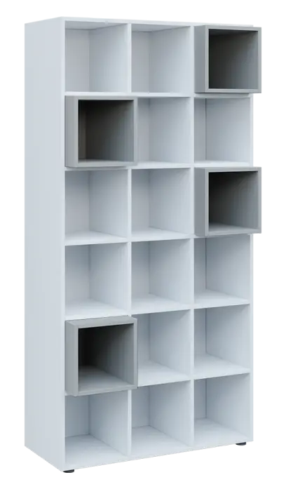 TETRIS B1 - 1x skříňka vysoká, bílá + 4x výplň LEVEL, šedá