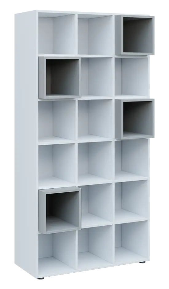 TETRIS B1 - 1x skříňka vysoká, bílá + 4x výplň LEVEL, šedá