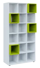 TETRIS B1  - 1x skříňka vysoká, lamino bílá + 4x výplň LEVEL - jarní zeleň