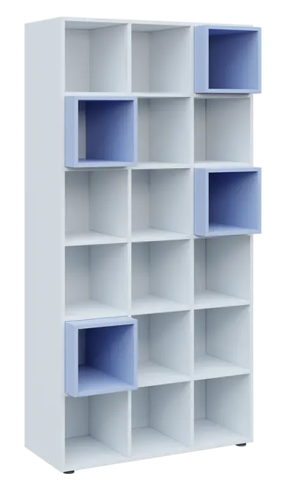 TETRIS B1  - 1x skříňka vysoká, lamino bílá + 4x výplň LEVEL - blankyt