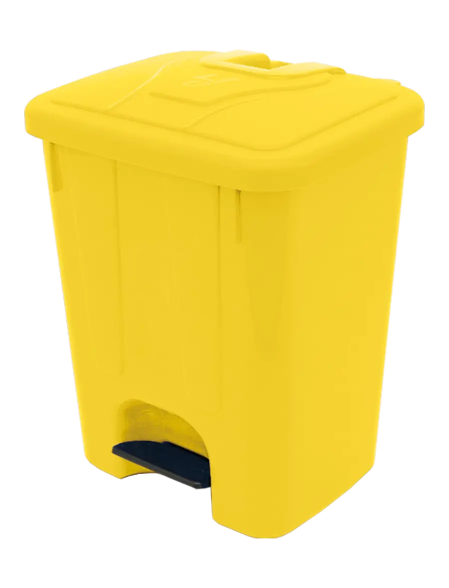 BRUNO - 65, koš nášlapný plastový s víkem, objem 65l, žlutý