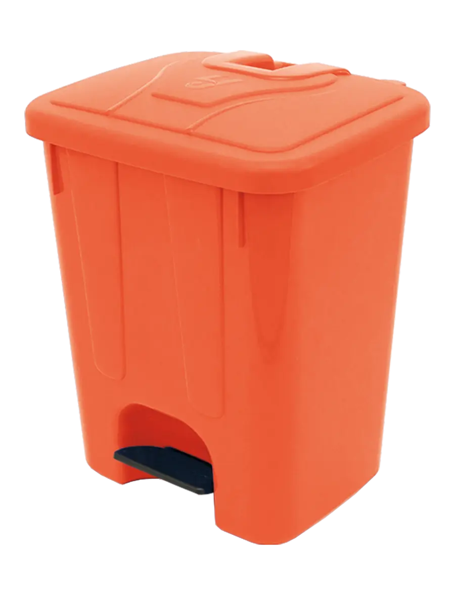 BRUNO - 65, koš nášlapný plastový s víkem, objem 65l, oranžový