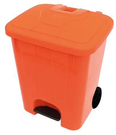 BRUNO - 85, koš nášlapný plastový s víkem, objem 85l, oranžový