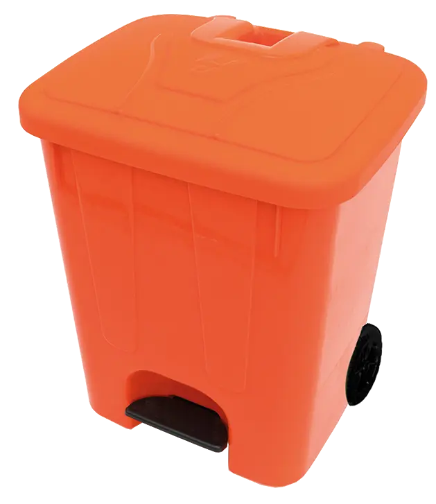 BRUNO - 85, koš nášlapný plastový s víkem, objem 85l, oranžový