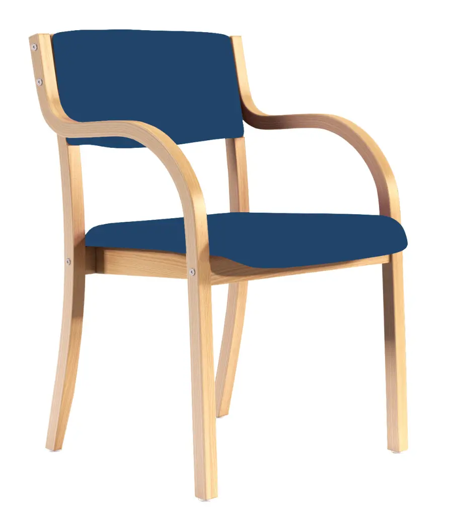 FREYA židle konferenční, kostra dřevěná, koženka tmavě modrá