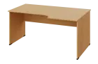 CRL 28 - 166 stůl kancelářský, rohový, pravý, dřevěná podnož, deska 25 mm, široký 1600 mm, javor hor