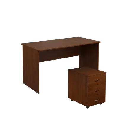 SET 247 stůl kancelářský, dřevěná podnož + kontejner pojízdný, 3-zásuvkový, ořech královský