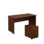 SET 247 stůl kancelářský, dřevěná podnož + kontejner pojízdný, 3-zásuvkový, ořech královský