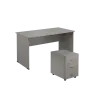 SET 247 stůl kancelářský, dřevěná podnož + kontejner pojízdný, 3-zásuvkový, šedá