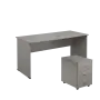 SET 267 stůl kancelářský, dřevěná podnož + kontejner pojízdný, 3-zásuvkový, šedá