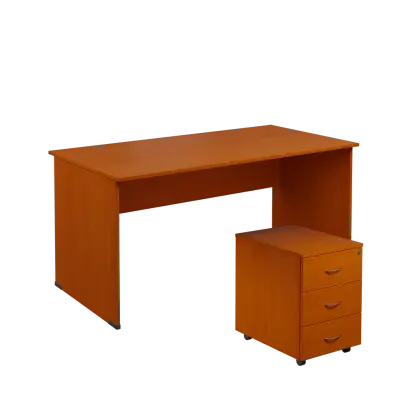 SET 268 stůl kancelářský, dřevěná podnož + kontejner pojízdný, 3-zásuvkový, třešeň šumavská