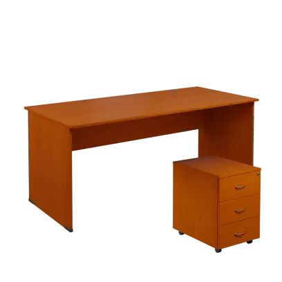 SET 288 stůl kancelářský, dřevěná podnož + kontejner pojízdný, 3-zásuvkový, třešeň šumavská