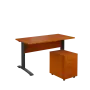 SET 547 stůl kancelářský, kovová podnož černá + kontejner pojízdný, 3-zásuvkový, třešeň šumavská