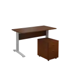 SET 547 stůl kancelářský, kovová podnož stříbrná + kontejner pojízdný, 3-zásuvkový, ořech královský