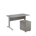 SET 547 stůl kancelářský, kovová podnož stříbrná + kontejner pojízdný, 3-zásuvkový, šedá