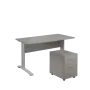 SET 547 stůl kancelářský, kovová podnož stříbrná + kontejner pojízdný, 3-zásuvkový, šedá