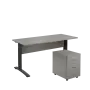 SET 567 stůl kancelářský, kovová podnož černá + kontejner pojízdný, 3-zásuvkový, šedá