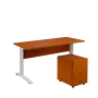 SET 567 stůl kancelářský, kovová podnož bílá + kontejner pojízdný, 3-zásuvkový, třešeň šumavská