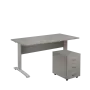 SET 568 stůl kancelářský, kovová podnož stříbrná + kontejner pojízdný, 3-zásuvkový, šedá