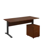 SET 588 stůl kancelářský, kovová podnož černá + kontejner pojízdný, 3-zásuvkový, ořech královský