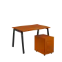 SET-A 328 stůl kancelářský, kovová podnož černá + kontejner pojízdný, 3-zásuvkový, třešeň šumavská