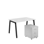 SET-A 328 stůl kancelářský, kovová podnož černá + kontejner pojízdný, 3-zásuvkový, bílá