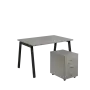 SET-A 328 stůl kancelářský, kovová podnož černá + kontejner pojízdný, 3-zásuvkový, šedá