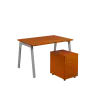 SET-A 328 stůl kancelářský, kovová podnož stříbrná + kontejner pojízdný, 3-zásuvkový, třešeň šumavská