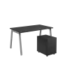 SET-A 348 stůl kancelářský, kovová podnož stříbrná + kontejner pojízdný, 3-zásuvkový, antracit
