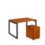 SET-O 328 stůl kancelářský, kovová podnož černá + kontejner pojízdný, 3-zásuvkový, třešeň šumavská