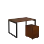 SET-O 328 stůl kancelářský, kovová podnož černá + kontejner pojízdný, 3-zásuvkový, ořech královský