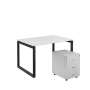 SET-O 328 stůl kancelářský, kovová podnož černá + kontejner pojízdný, 3-zásuvkový, bílá