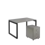 SET-O 328 stůl kancelářský, kovová podnož černá + kontejner pojízdný, 3-zásuvkový, šedá
