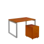 SET-O 328 stůl kancelářský, kovová podnož stříbrná + kontejner pojízdný, 3-zásuvkový, třešeň šumavská