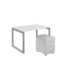 SET-O 328 stůl kancelářský, kovová podnož stříbrná + kontejner pojízdný, 3-zásuvkový, bílá
