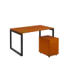 SET-O 348 stůl kancelářský, kovová podnož černá + kontejner pojízdný, 3-zásuvkový, třešeň šumavská